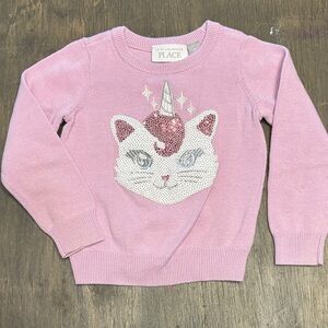 The Children's Place Pink Sequin Cat Sweater